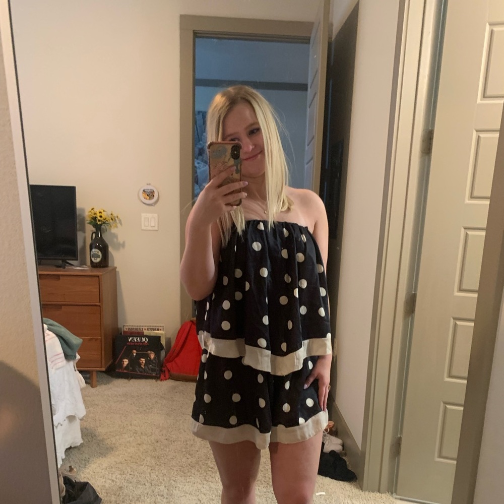 Black and White Polka Dot Silk Romper